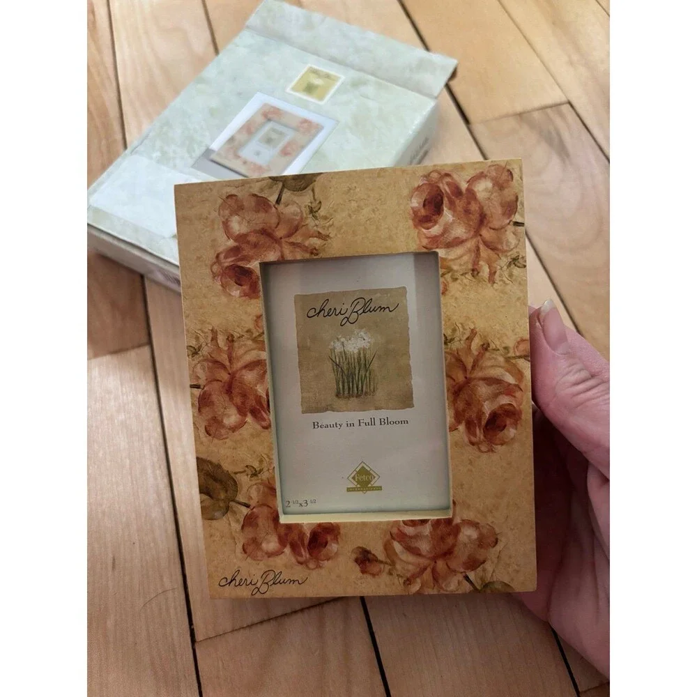 Cheri blum desktop picture photo frame floral rose art new NIB full bloom